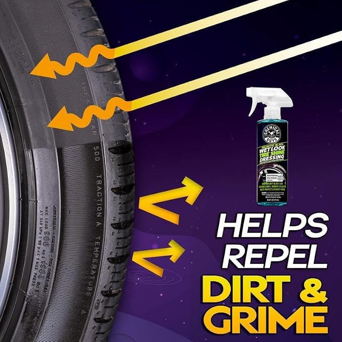 Galactic Black Wet Look Tire Shine Dressing, for a Whole New Level of Shine and Depth of Black, Safe for Cars, Trucks, Motorcycles, RVs & More, 32 fl oz