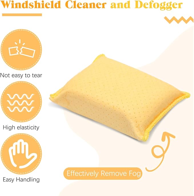 8 Pcs Car Windshield Defogger Sponge Window Cleaner Tool for Car Windshield Mirrors Glass No Scratch Absorbent Defogger Chamois Sponge Bulk Auto Wash Cleaning Supplies