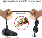 Micro USB Power Cord Cable with Dual Port USB,Vehicle Power Charging Cable with Length(11.5ft/350cm) for Car Dashcam Camera Charger Power Cord for Dashcam Supply Radar Detectors