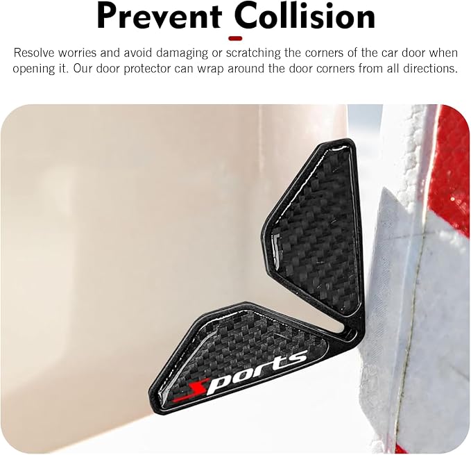 2PCS Car Door Edge Guards, Carbon Fiber Sport Car Door Corner Guards, Anti-Collision Door Corner Protector Trim, Self-Adhesive Auto Corner Protect Sticker, Universal Decor Accessories