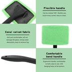 Car Windshield Cleaning Tool, Windshield Cleaner with 5 Reusable Microfiber Pads and Extendable Handle, Auto Glass Wiper Kit for Interior/Exterior Dirty Car Windows(Color:Green)