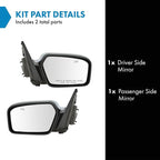 2 Piece Driver and Passenger Side Mirror Assembly Set Electric Adjustment Heated Memory Chrome Compatible with 2007-2010 Lincoln MKZ 2006 Zephyr FO1320322 FO1321322