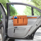 Car Window Armrest Storage Box, Soft Leather Vehicle Side Door Organizer Bag Elbow Rest Cushion with Multiple Pocket, Multifunctional Auto Window Armrest Storage Bag, Universal Fit (Brown)