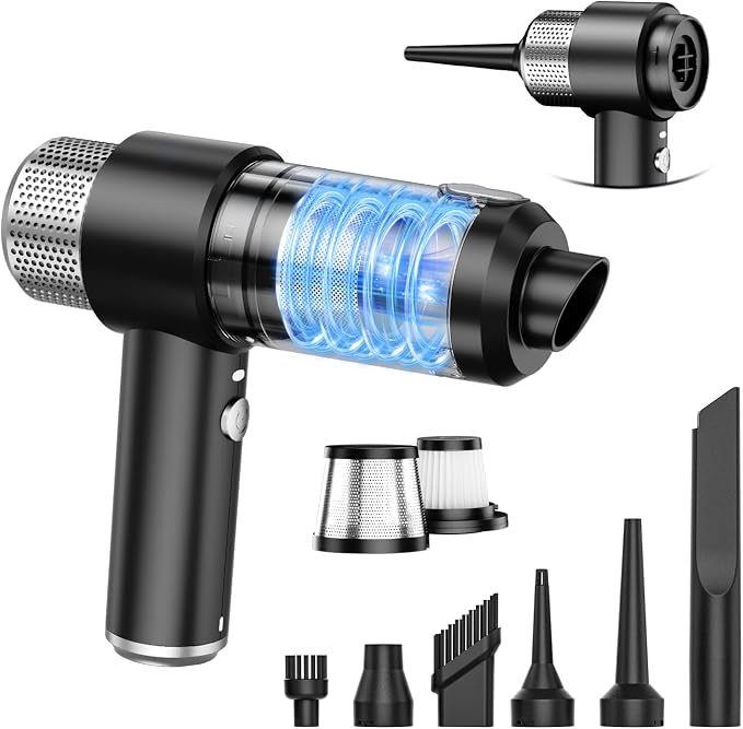 Handheld Car Vacuum Cleaner, 16000PA Hand Held Vacuum Portable Cordless, 2 in 1 Air Duster and Vacuum Cleaner with LED Light, Multi-Nozzles, 120W High Power Mini Vacuum for Home, Pet, Office