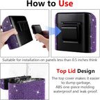 Car Trash Can with Lid, Mini Vehicle Trash Bin Car Dustbin Garbage Organizer,Bling Crystal Automotive Garbage Can Bin Trash Container for Auto Cars, Home, Office,Purple