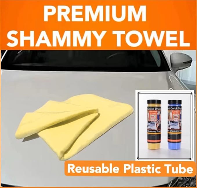 Premium Shammy Cloth for Car Drying - 2pk(26”x17”) - Super Absorbent Synthetic Chamois Towel - Reusable Car Drying Shammy - Scratch-Free Car Drying Towel(Yellow & Yellow)