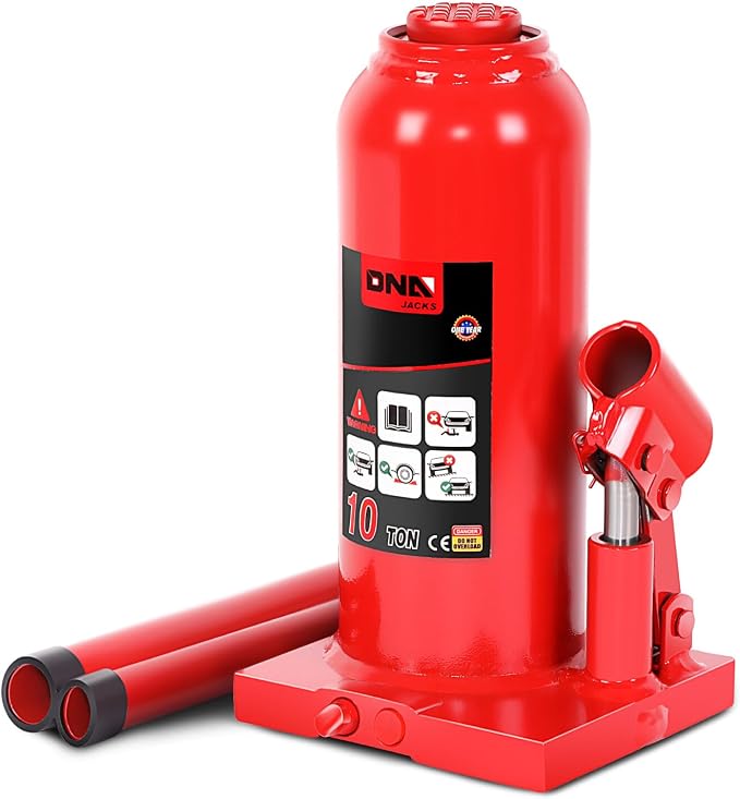 10 Ton / 20000 lbs Lifting Automotive Welded Hydraulic Bottle Jack for Car SUV Pickup Truck, Auto Repair, with Manual Handle, Red