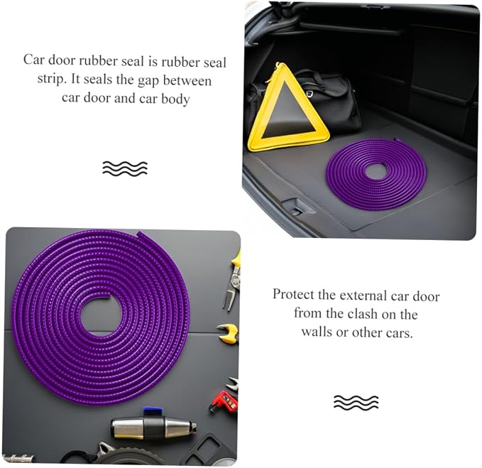 32ft(10m) Anti-Scratch Car Door Edge Guards: U-Shaped Edge Protector Strip for Auto Vehicles Door Rubber Seal Trim Build in Metal Sheet for Most Car Rucks SUV No Glue Installation, Purple