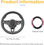 Bling Car Steering Wheel Cover, 15 Inch Rhinestones Soft Leather Elastic Steering Wheel Protector, Sparkly Crystal Diamond for Women Girls, Car Interior Accessories for Most Cars (Pink)