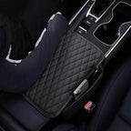 [Upgraded] Car Center Console Cover with 2 Storage Bags - Premium Nappa Leather Armrest Cover, Scratch & Wear Resistant, Waterproof Car Interior Accessories (Black)