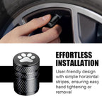 Tire Valve Stem Caps - (5 Pack) Metal Air Caps with Plastic Liner, Corrosion Resistant, Leak-Proof, Dog Cat Paw Universal Stem Covers for Cars Trucks Motorcycles and Bikes - Black