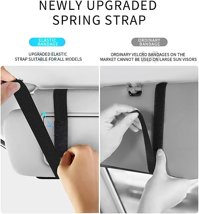 Car Sun Visor Organizer Glasses Case Storage Bag Note Holder Car Suede Zipper Card Hold Car Organizers and Storage (Black)