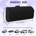 Sunglasses Holder for Car Sun Visor, Sunglass Organizer for Car, Magnetic Leather Eyeglasses Protective Storage Case, Waterproof Glasses Organizer Visor Accessories for Vehicles (Black)