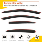 Rain Guards Compatible with 1997-2003 BMW E39 5-Series 4-Door Sedan M5 525 528 530 540 i Tape-On Side Window Visor Wind Deflector Vent Visors Car Accessories