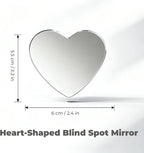 2 pcs Blind Spot Mirrors, 2" Heart Shaped HD Glass Convex 360° Wide Angle Side Rear View Mirror with ABS Housing for Cars SUV and Trucks, Chrome Heart shape, Pack of 2