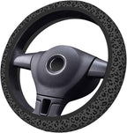 Universal 15 Inch Neoprene Steering Wheel Cover with Black Leopard Print, Non-Slip & Durable Car Steering Wheel Protector for Most Vehicles