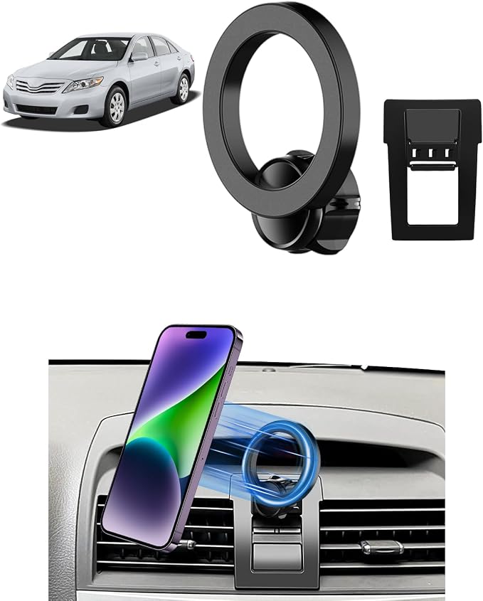 PZK Car Phone Mount for Toyota Camry 2007-2011 Accessories Custom Air Vent | Magnetic Car Phone Holder Compatible with Magsafe Hands Free 360° Rotation Phone Cradles Strong Magnet for iPhone Samsung