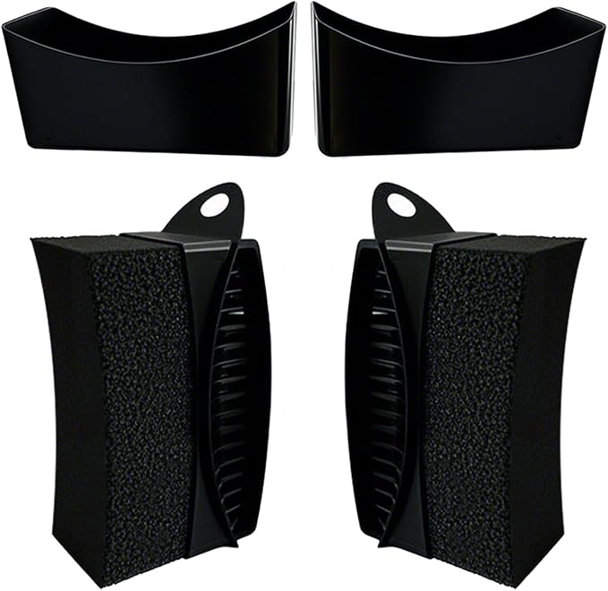 2 Pack Tire Shine Applicator Pads, Reusable Tire Dressing Applicator Sponge, Curved Tire Gel Applicator Forms with Lid, Black Tire Applicator Pads for Car Cleaning Detailing