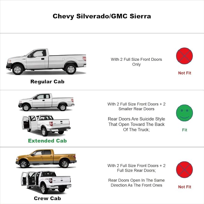 Side Window Wind Deflector fit for 1999-2006 Chevy Silverado & GMC Sierra 1500/2500/3500/2500HD and 2007 HD Classic Models, 4pc Out-Channel Tape-On Rain Guards, Dark Smoe Window Visor 94044
