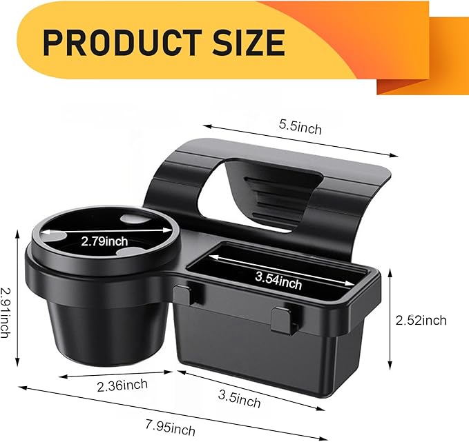 Car Cup Holder, Car Window Multifunctional Organizer, Vehicle Door Side Hanging Rack, Cell Phone Storage Box, Plug & Play Vehicle Storage with Sponge Pads, for Most Cars (Black #B)