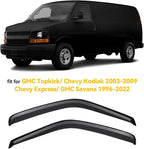 Window Visors for Chevrolet(Chevy) Express/GMC Savana 1996-2025, Rain Guards Shield Vent Shade Deflector Dark Smoke for GMC Topkick C4500 C5500 03-09/ Chevy Kodiak 03-09, Tape-On, 2PCS