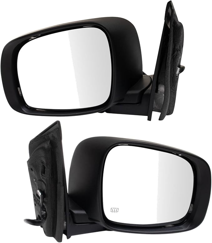 Driver and Passenger Side Mirror Set Power Heated Power Folding Smooth Black Compatible with 2008-2016 Chrysler Town & Country 2008-2009 Dodge Grand Caravan CH1320385 CH1321385