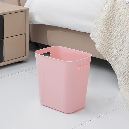 Plastic Small Trash Can Wastebasket, Garbage Container Basket for Bathrooms, Laundry Room, Kitchens, Offices, Kids Rooms, Dorms, 3.5 Gallon, Pink, 2 Pack | Compact Sturdy Garbage Can for Bathroom, Laundry Room, Kitchen, Office, Kids Room, Dorm,...