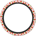 Strawberry Ladybugs Elastic Steering Wheel Cover Non-Slip Breathable Steering Wheel Protector Fit Auto, SUVs, Truck
