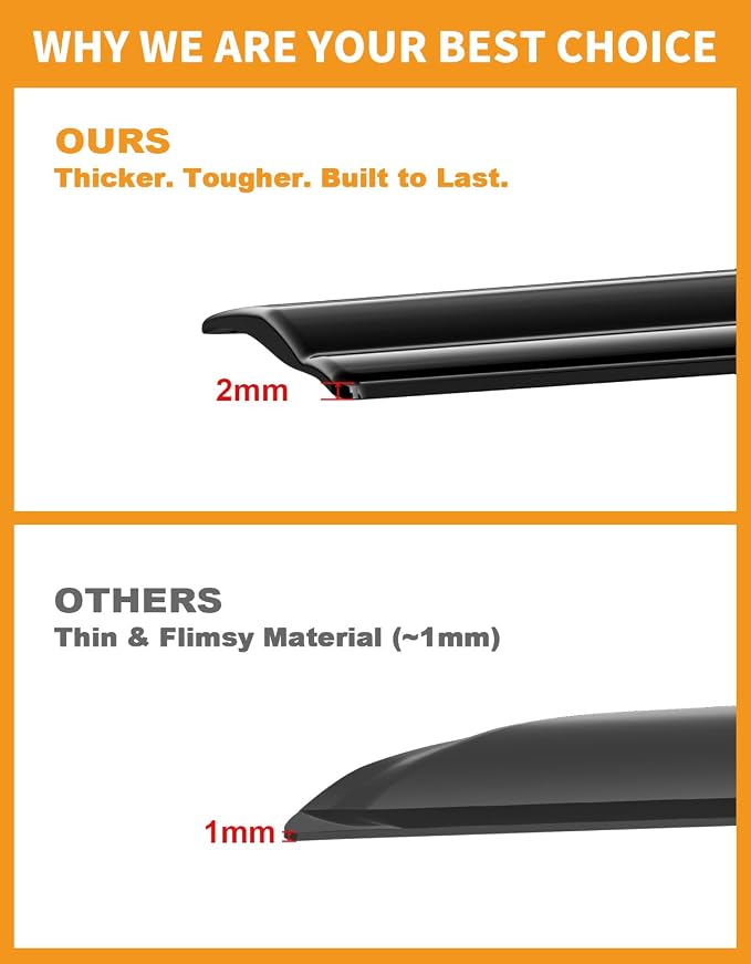 Extra-Thick Window Rain Guards Fit for Toyota Tacoma 2005-2015 Double Cab Rain Guards Tape-on Side Window Deflectors Visors Truck Vent Visors Vent Shades Car Accessories