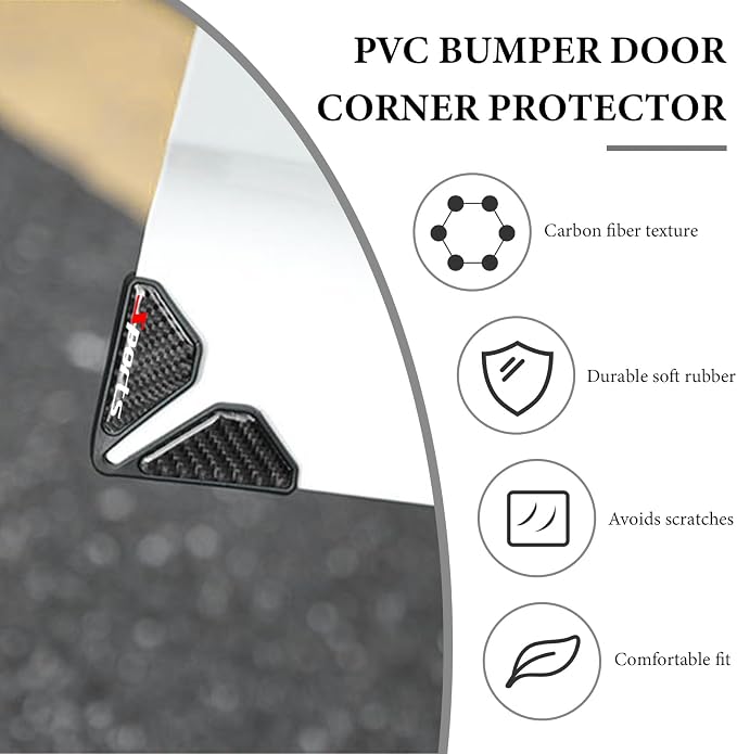 2PCS Car Door Protector Edge Guards, Carbon Fiber Anti-Collision Auto Door Corner Protector, Anti-Rub Trim Sticker Front Do or Corner Decoration for Cars Trucks SUVs (Black Sport)