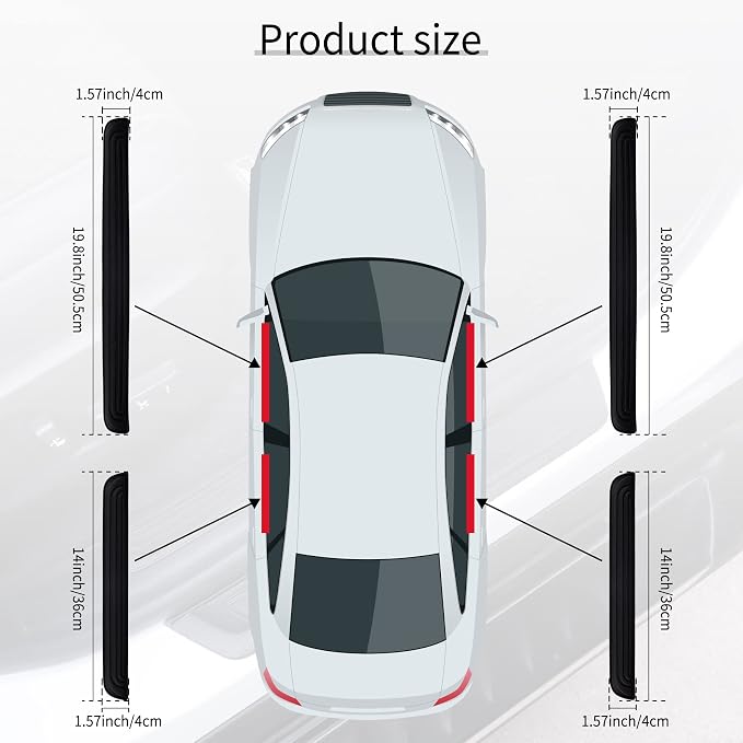 Car Door Threshold Protection, 4PCS Door Edge Step Dust Shield Cover, Door Width 19.8x1.57inch Car/SUV Universal Rubber Scratch Resistant Exterior Accessories (Black)