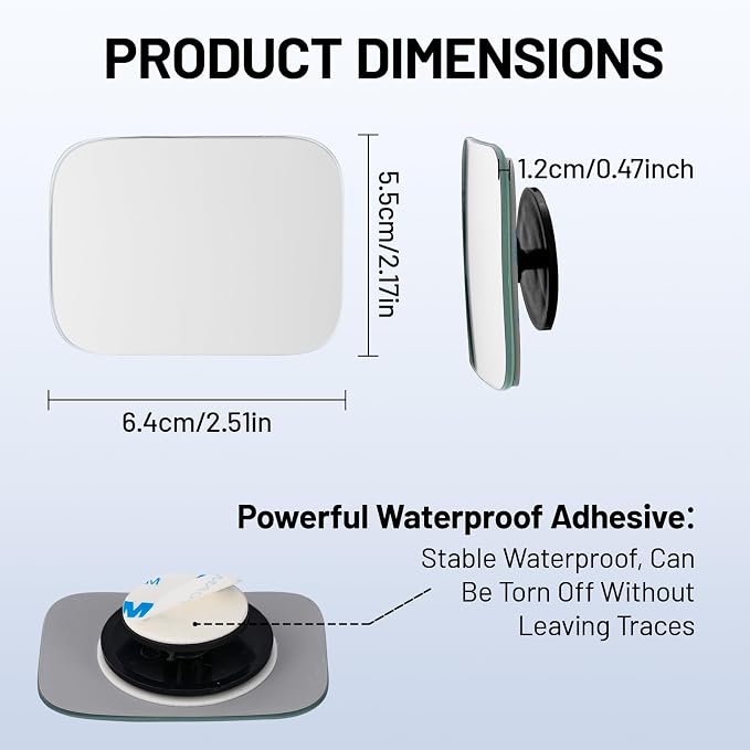 Blind Spot Mirror, 2Pcs Adjustable Car Auxiliary Wide Angle Convex Mirror, Universal Stick on Side Mirror for Cars SUVs Trucks, Enhance Driving Safety (Rectangle)