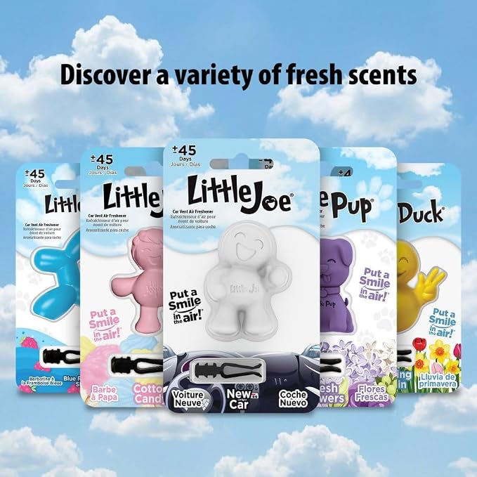 Little Joe 96419 USA Edition New Car Scent Car Air Freshener Vent Clip, Fights Odors for up to 45 Days, Long-Lasting Freshness, Cute Car Odor Eliminator, Pack of 1