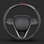 Carbon Fiber Leather car Steering Wheel Cover, Comfortable and Anti-Skid, Universal 15 inch (Black)