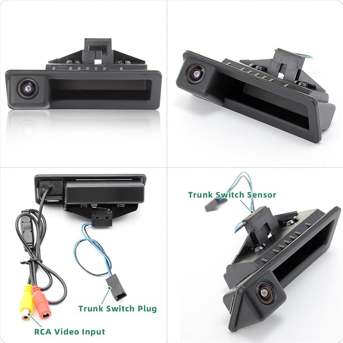 AHD 720P Vehicle Backup Camera for BMW E82 E88 E84 E90 E91 E92 E93 E70 E60 E61 E39 3 5 X5 X6, Car Rear View 170 Fisheye Lens IP68 Waterproof Trunk Handle Camera