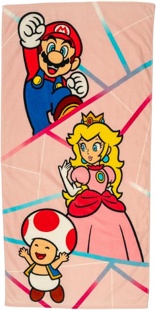 Super Mario Girl Princess Peach Kids Super Soft Cotton Bath/Pool/Beach Towel, 58 in x 28 in, (Officially Licensed Product) By