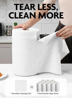 Microfiber Cleaning Cloth Rolls -150 Sheets (White, Dimgrey) | 12'' by 12'', Super Absorbent, Lint-free, Tear-away Microfiber Towel Roll, for All-Purpose Cleaning