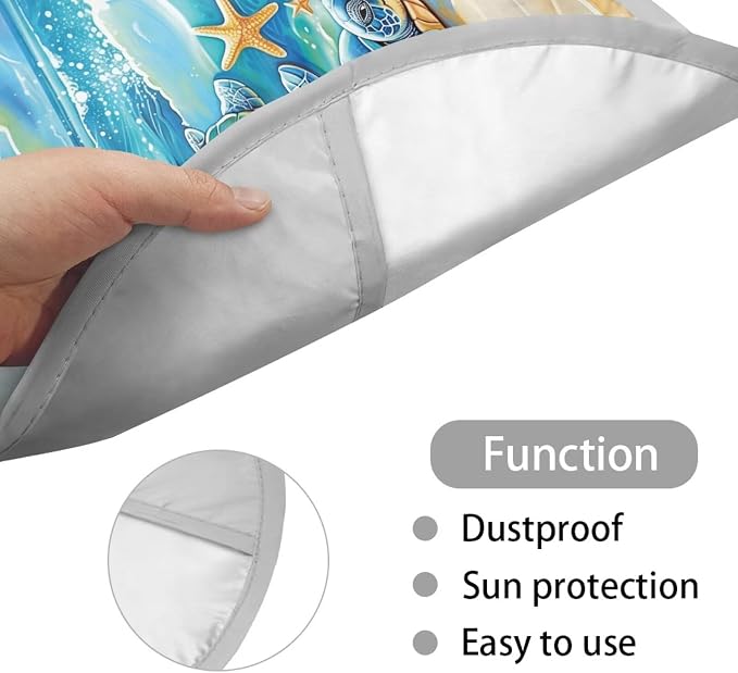 Beach Sea Turtle Steering Wheel Cover Sun Shade Aluminum Foil Auto Interior Protector Block UV Rays Cool in Summer,Vehicle Accessories Universal for Women Men