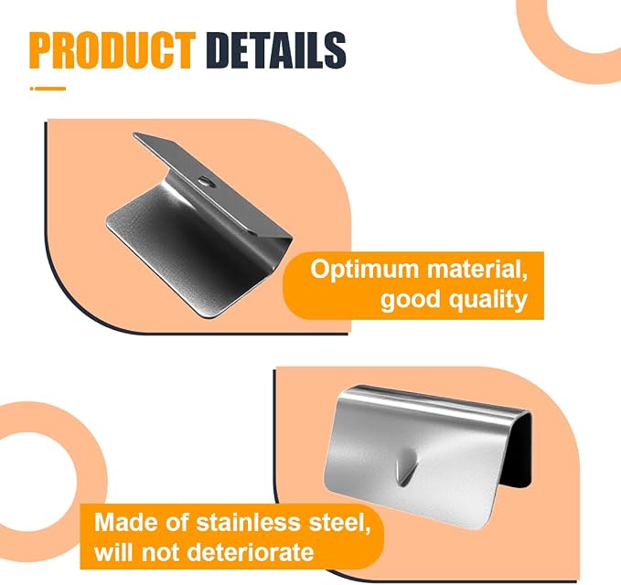 YoRise 16PCS Car Windshield Water Retaining Strip Clips, Stainless Steel Wind Rain Deflector Channel Fixing Clips, Universal One-Piece Auto Wind Deflector Clip for Most Cars (Silver)