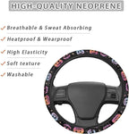 Auto Steering Wheel Cover Unviersal 15 Inch Steering Wheel Wrap Cover Halloween Car Interior Accessories Decor for All Seasons, Pumpkin Gradient