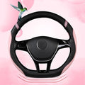 D-Shaped Flat Bottom Steering Wheel Cover for Women Girl - Stylish Car Accessory Non-Slip Car Interior Accessories (Pink)