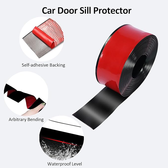 Car Door Sill Protector,2 in x 118 in Anti-Scratch Car Door Edge Guards,Automotive Anti-Collision Strip for Doors Edge,Front and Rear Bumper