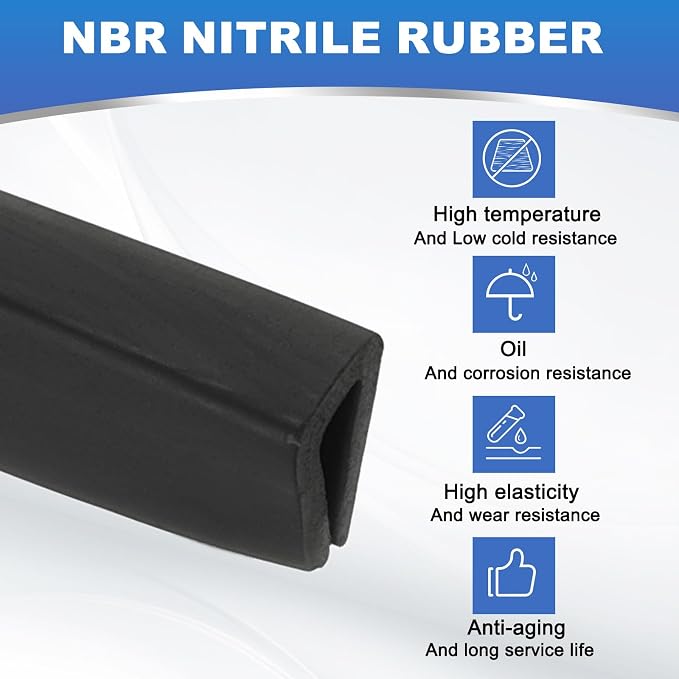 1/4" 13FT Rubber Edge Trim, Flexible U Channel Edge Guard Protector for Keen Edge Sheet Metal Car Doors Hatches Table Corners, Black