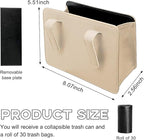 Yourkar Car Trash Can, Foldable Waterproof Leather Car Garbage Organizer Holder, Automotive Mini Dustbin Container with One Roll Trash Bag, Universal Interior Car Accessories (Beige)