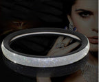 Diamond Leather Steering Wheel Cover with Bling Bling Crystal Rhinestones,Large-Size of 15 1/2 inches-16 inches Black