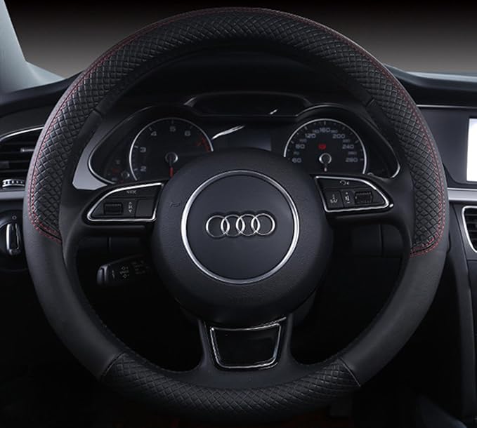 Auto Car Leather Steering Wheel Cover Anti Slip Wrap 15",Black