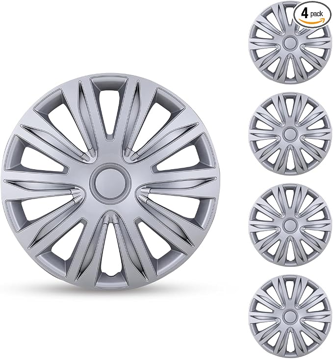 4-Pack 17 Inches Wheel Rim Cover Hubcaps,Redesign Fashion Style Replacement Hubcaps,Car Truck SUV Hub Accessories,Silver