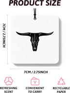 Black and White Western Orange Car Air Freshener 4 Pcs, Boho Cow Skull Cactus Cowgirl Boots Square Hanging Air Freshener for Closet Drawer Books, Western Car Accessories Mirror Decor for Women