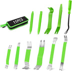 11 PCS Trim Removal Tool Kit, Metal Pry Tool Auto Fastener Remover Pry Bar Set Car Door Panel Removal Tool Dashboard Repair Kit Green