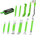 11 PCS Trim Removal Tool Kit, Metal Pry Tool Auto Fastener Remover Pry Bar Set Car Door Panel Removal Tool Dashboard Repair Kit Green